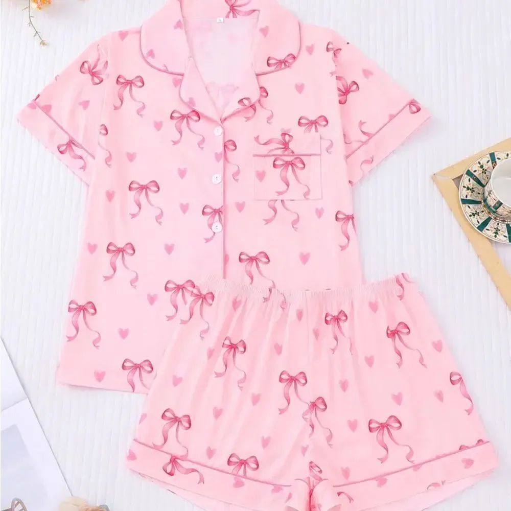 Pink Bow and Heart Pajama Set